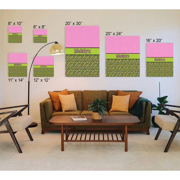 Pink & Lime Green Leopard Canvas Prints - Multiple Sizes