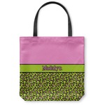 Pink & Lime Green Leopard Canvas Tote Bag - Small - 13"x13" (Personalized)