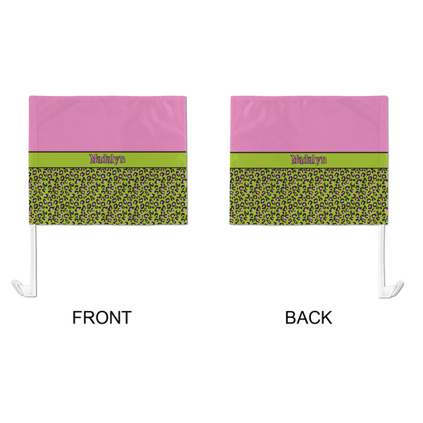 Pink & Lime Green Leopard Car Flag - Large - APPROVAL