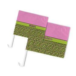 Pink & Lime Green Leopard Car Flag (Personalized)