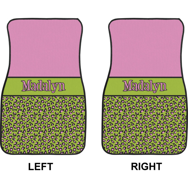 Pink & Lime Green Leopard Car Mat Front - Approval