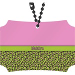 Pink & Lime Green Leopard Rear View Mirror Ornament (Personalized)