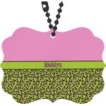 Pink & Lime Green Leopard Rear View Mirror Decor (Personalized)