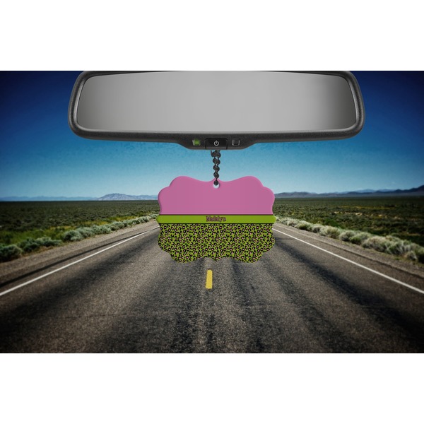 Pink & Lime Green Leopard Car Ornament (Road)