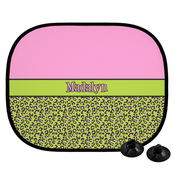 Custom Pink & Lime Green Leopard Car Side Window Sun Shade (Personalized)