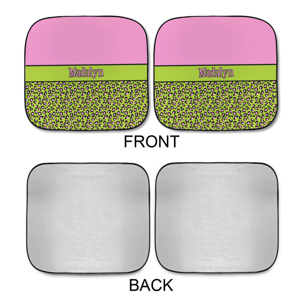 Pink & Lime Green Leopard Car Sun Shades - APPROVAL