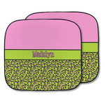 Pink & Lime Green Leopard Car Sun Shade - Two Piece (Personalized)