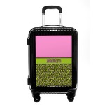 Pink & Lime Green Leopard Carry On Hard Shell Suitcase (Personalized)