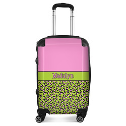 Pink & Lime Green Leopard Suitcase (Personalized)