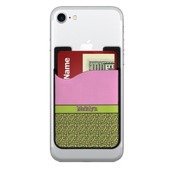 Pink & Lime Green Leopard 2-in-1 Cell Phone Credit Card Holder & Screen Cleaner (Personalized)