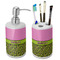 Pink & Lime Green Leopard Ceramic Bathroom Accessories Set (Personalized)