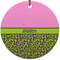 Pink & Lime Green Leopard Ceramic Flat Ornament - Circle (Front)