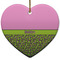 Pink & Lime Green Leopard Heart Ceramic Ornament w/ Name or Text