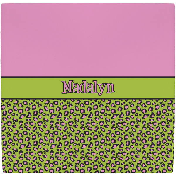 Custom Pink & Lime Green Leopard Ceramic Tile Hot Pad (Personalized)
