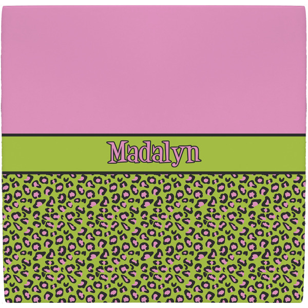 Custom Pink & Lime Green Leopard Ceramic Tile Hot Pad (Personalized)