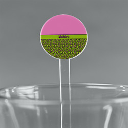 Pink & Lime Green Leopard 5.5" Round Plastic Stir Sticks - Clear (Personalized)