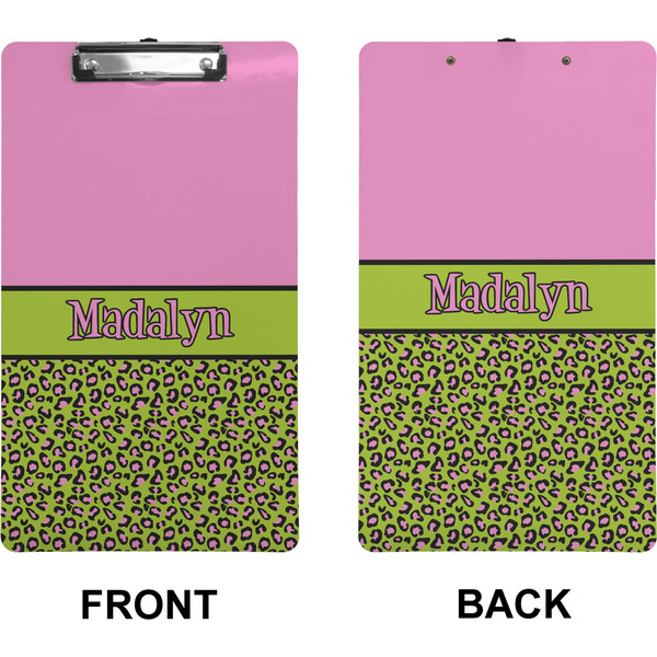 Pink & Lime Green Leopard Clipboard (Legal) (Front + Back)