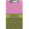Pink & Lime Green Leopard Clipboard (Legal Size) w/ Name or Text