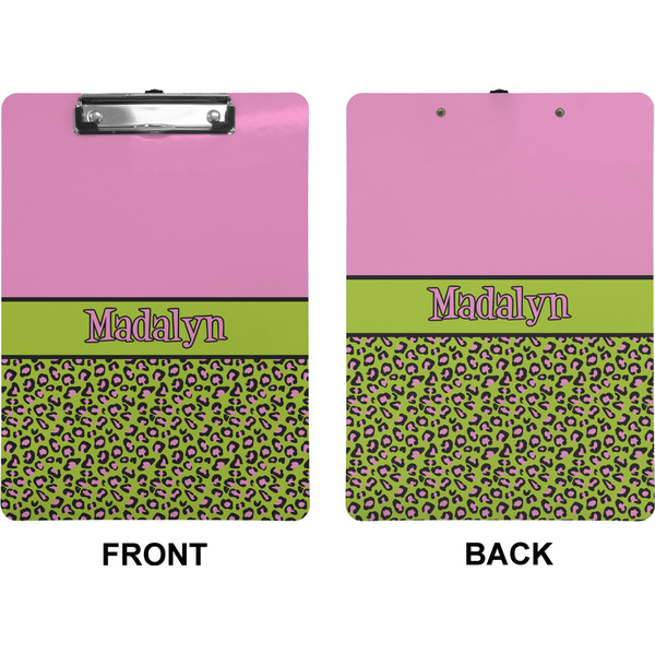 Pink & Lime Green Leopard Clipboard (Letter) (Front + Back)