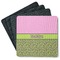 Pink & Lime Green Leopard Square Rubber Backed Coasters - Set of 4 (Personalized)