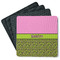 Pink & Lime Green Leopard Square Rubber Backed Coasters - Set of 4 (Personalized)