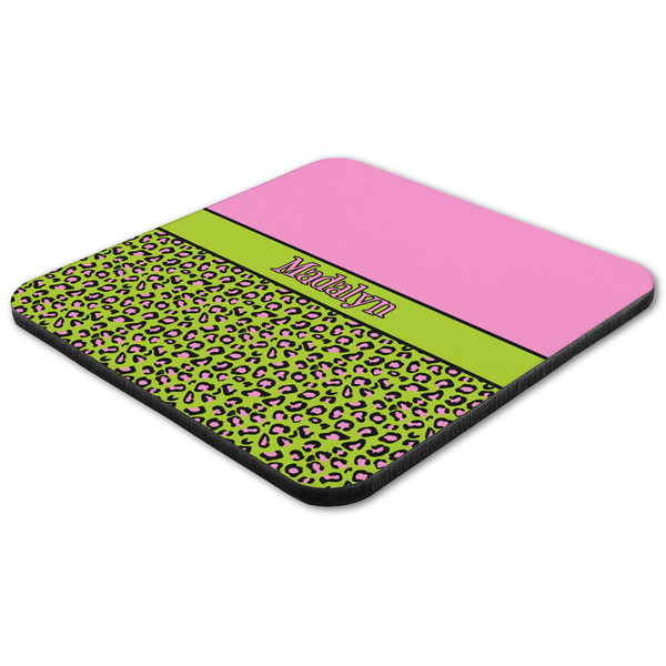 Pink & Lime Green Leopard Coaster Set - FLAT (one)