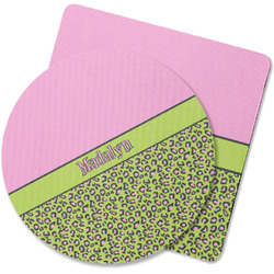 Pink & Lime Green Leopard Rubber Backed Coaster (Personalized)