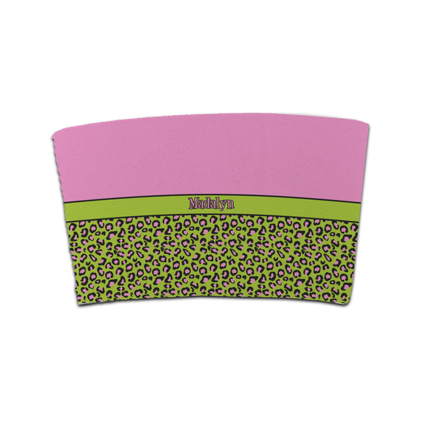 Custom Pink & Lime Green Leopard Coffee Cup Sleeve (Personalized)