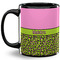 Pink & Lime Green Leopard Coffee Mug - 11 oz - Full- Black