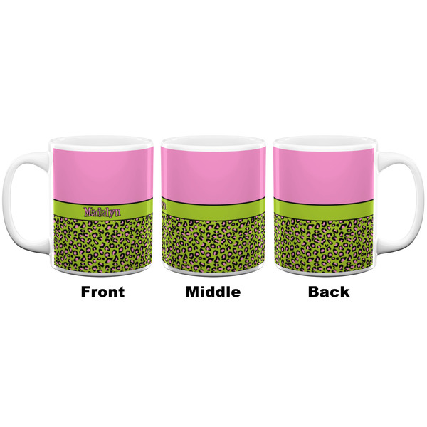 Pink & Lime Green Leopard Coffee Mug - 11 oz - White APPROVAL