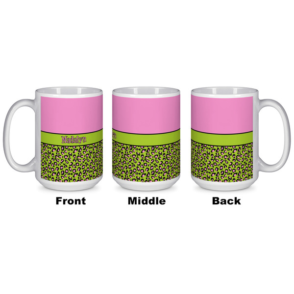 Pink & Lime Green Leopard Coffee Mug - 15 oz - White APPROVAL