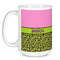 Pink & Lime Green Leopard Coffee Mug - 15 oz - White