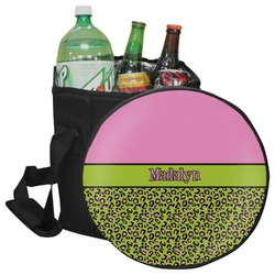 Pink & Lime Green Leopard Collapsible Cooler & Seat (Personalized)
