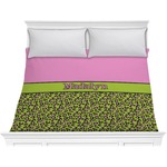 Pink & Lime Green Leopard Comforter - King (Personalized)