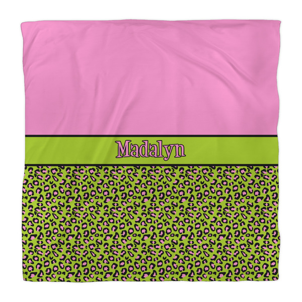Pink & Lime Green Leopard Comforter - Queen - Front