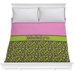 Pink & Lime Green Leopard Comforter - Full / Queen (Personalized)
