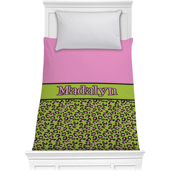 Pink & Lime Green Leopard Comforter (Twin)