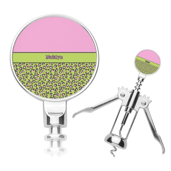 Custom Pink & Lime Green Leopard Corkscrew (Personalized)