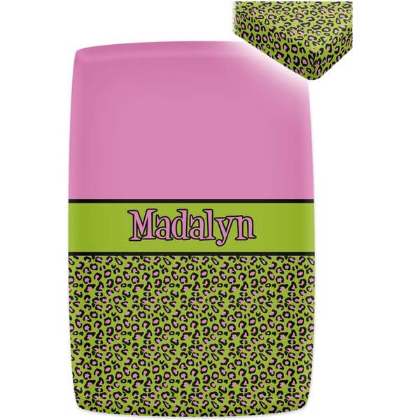 Pink & Lime Green Leopard Crib Fitted Sheet - Apvl