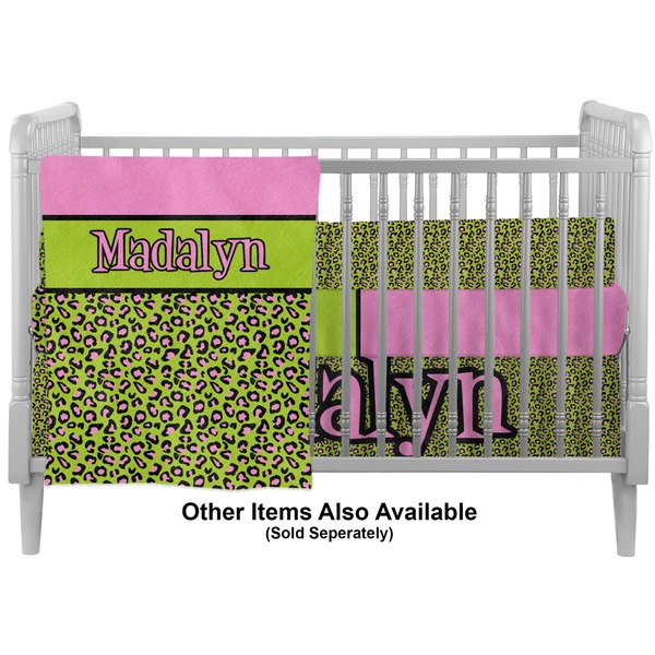 Pink & Lime Green Leopard Crib - Profile Sold Seperately