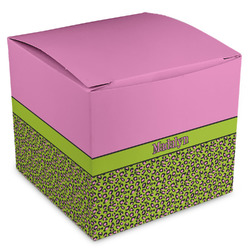 Pink & Lime Green Leopard Cube Favor Gift Boxes (Personalized)