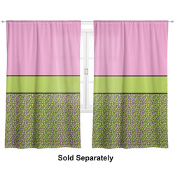 Pink & Lime Green Leopard Curtain Panel - Custom Size