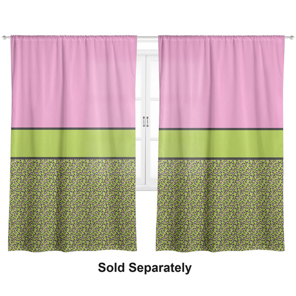 Pink & Lime Green Leopard Curtains Double