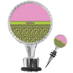 Pink & Lime Green Leopard Wine Bottle Stopper (Personalized)