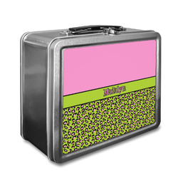 Pink & Lime Green Leopard Lunch Box w/ Name or Text