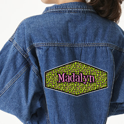 Pink & Lime Green Leopard Twill Iron On Patch - Custom Shape - 3XL (Personalized)