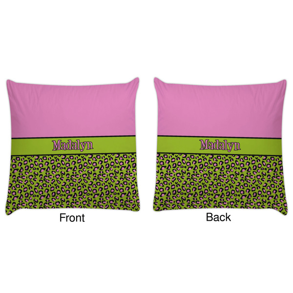 Pink & Lime Green Leopard Decorative Pillow Case - Approval