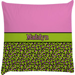 Pink & Lime Green Leopard Decorative Pillow Case w/ Name or Text