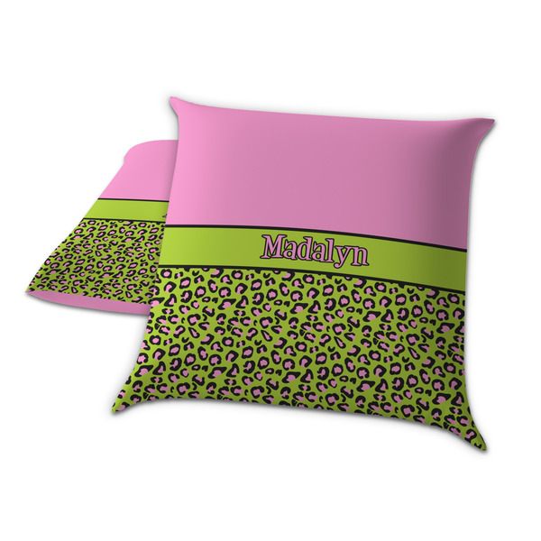 Pink & Lime Green Leopard Decorative Pillow Case - TWO