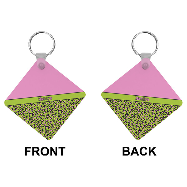 Pink & Lime Green Leopard Diamond Keychain (Front + Back)